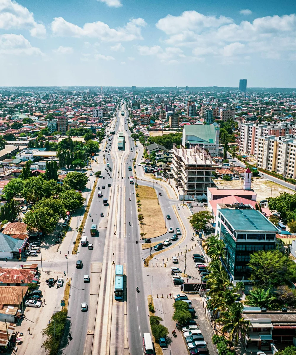 Dar es Salaam city centre and its main road